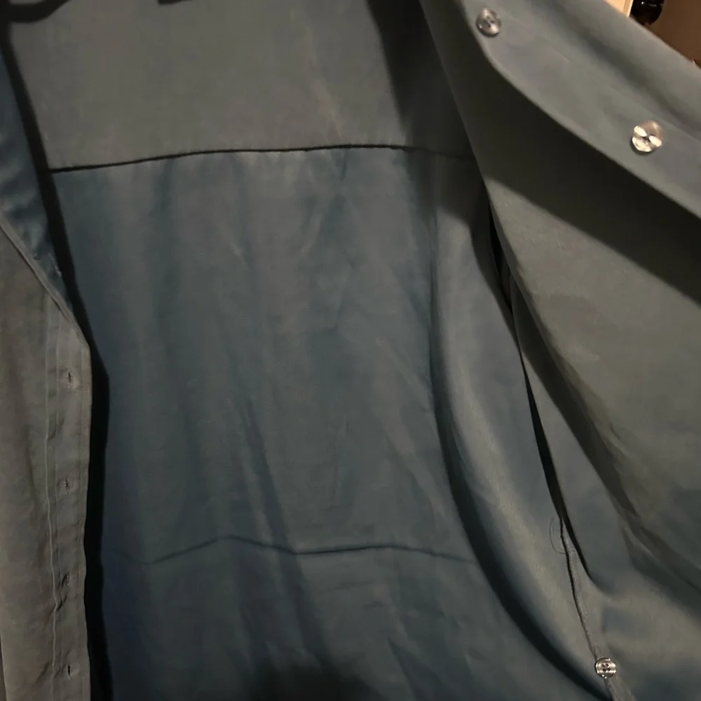 Denim&Co Classic Blue Faux Suede Button Down Shirt - Picture 4 of 4